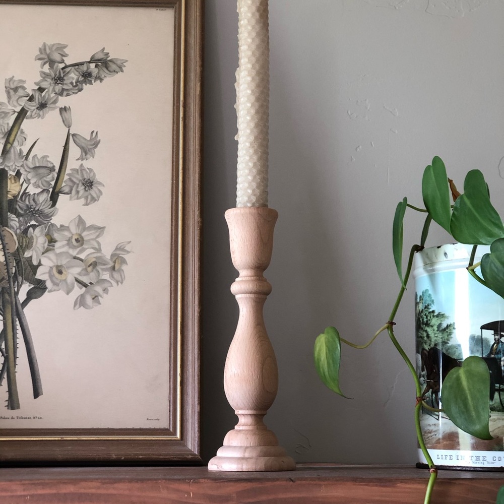 Unfinished Wooden Candlestick